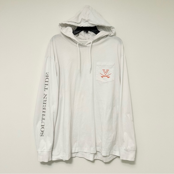 UVA Southern Tide Cavaliers White Hoodie T-Shirt Men's XXL Collegiate Wear
